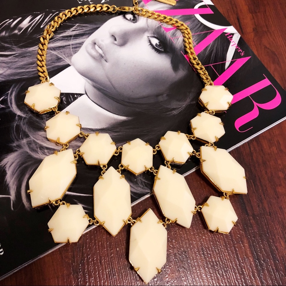 Like New Vince Camuto Gold and Cream Bauble Gem Stone Large Statement Necklace